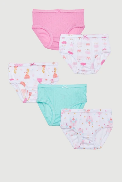 Girls Princess Graphic Pointelle Panties 5 Pack