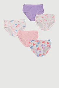 Womens Girls Assorted Patterned Panties 5 Pack, Multi, Size 6-6X