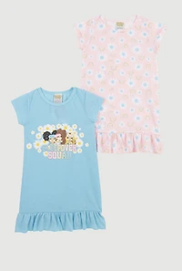 Toddler Girls Sleepover Squad Graphic Nightgowns 2 Pack, Multi, Size 3T
