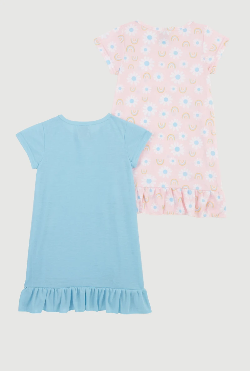 Toddler Girls Sleepover Squad Graphic Nightgowns 2 Pack, Multi, Size 3T