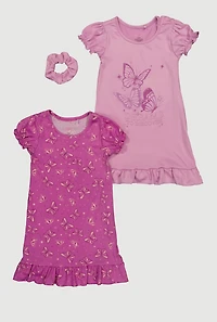 Toddler Girls Butterfly Dreams To Discover Nightgowns with Scrunchie