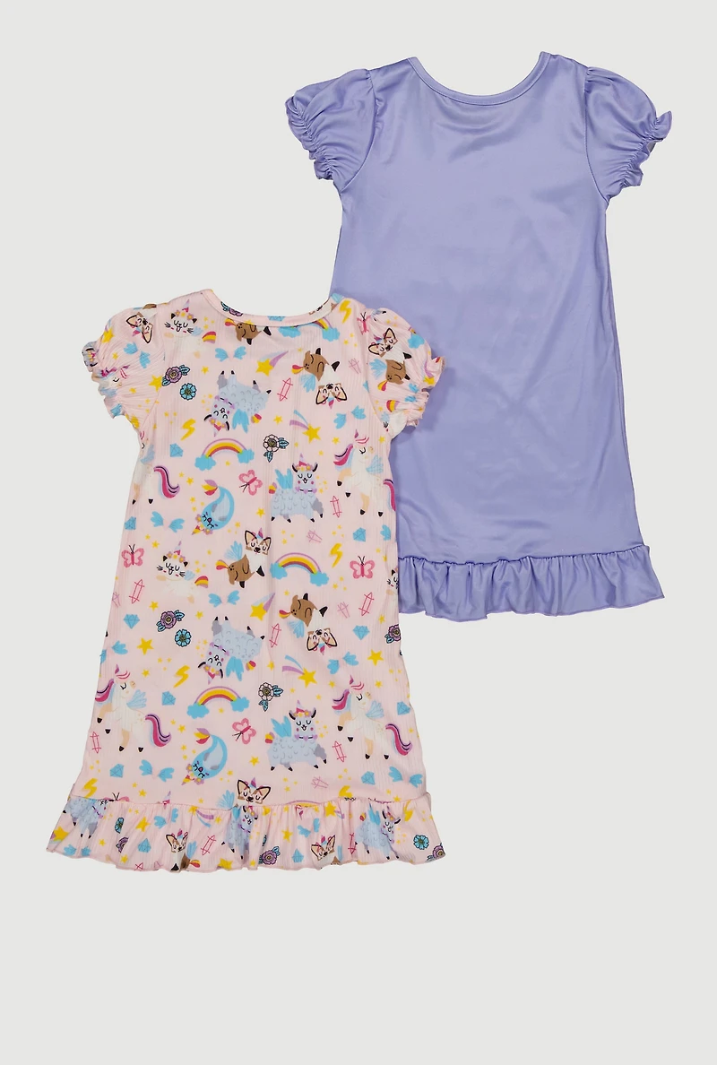 Toddler Girls Stay Cool Graphic Nightgowns with Scrunchie