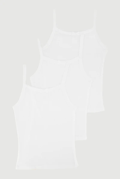 Womens Girls Cami Trio, White, Size 7-8