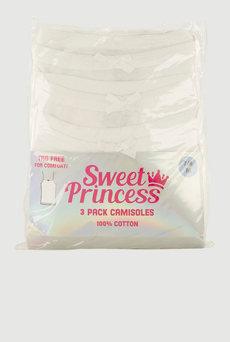 Womens Girls Cami Trio, White, Size 10-12