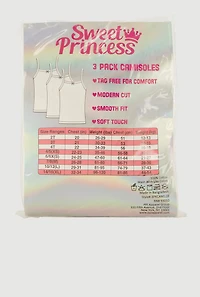Womens Girls Cami Trio, White, Size 7-8