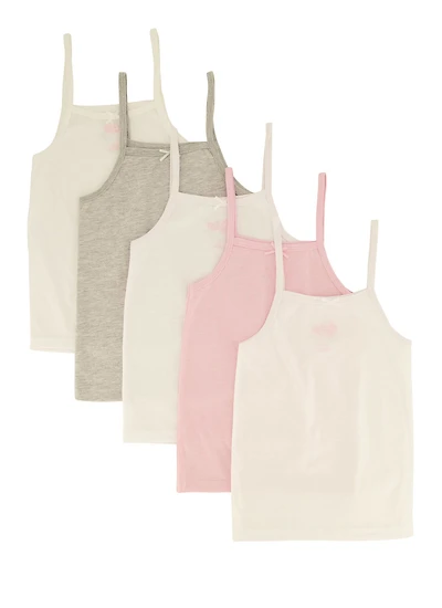 Womens Girls Solid Assorted Camis 5 Pack, Multi,