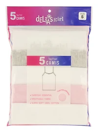 Womens Girls Solid Assorted Camis 5 Pack, Multi,