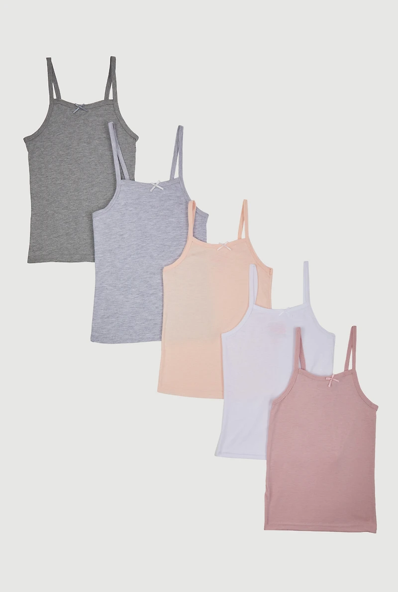 Womens Girls Assorted Camis 5 Pack, Multi, Size 4-6