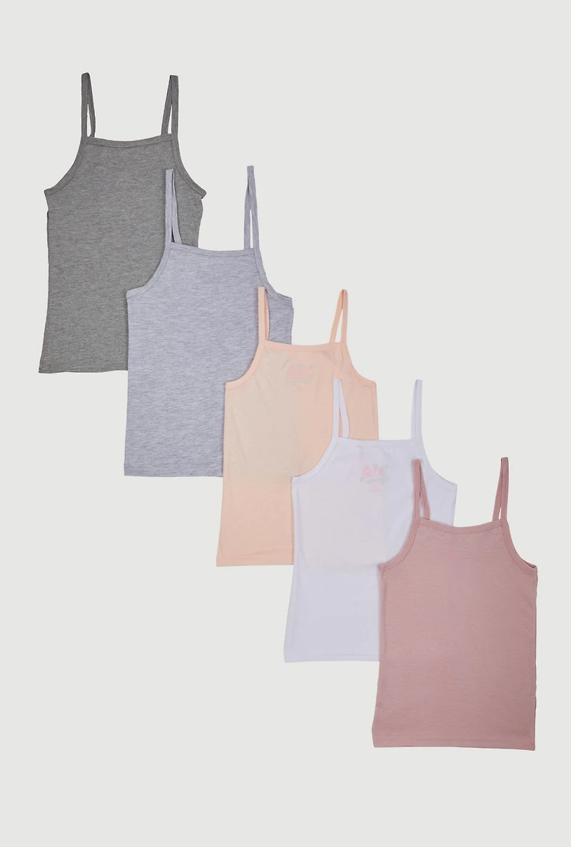 Womens Girls Assorted Camis 5 Pack, Multi, Size 4-6