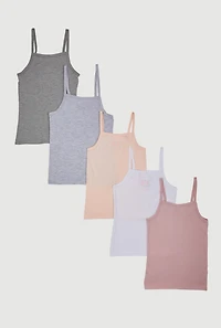 Womens Girls Assorted Camis 5 Pack, Multi, Size 4-6