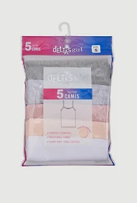 Womens Girls Assorted Camis 5 Pack, Multi, Size 4-6