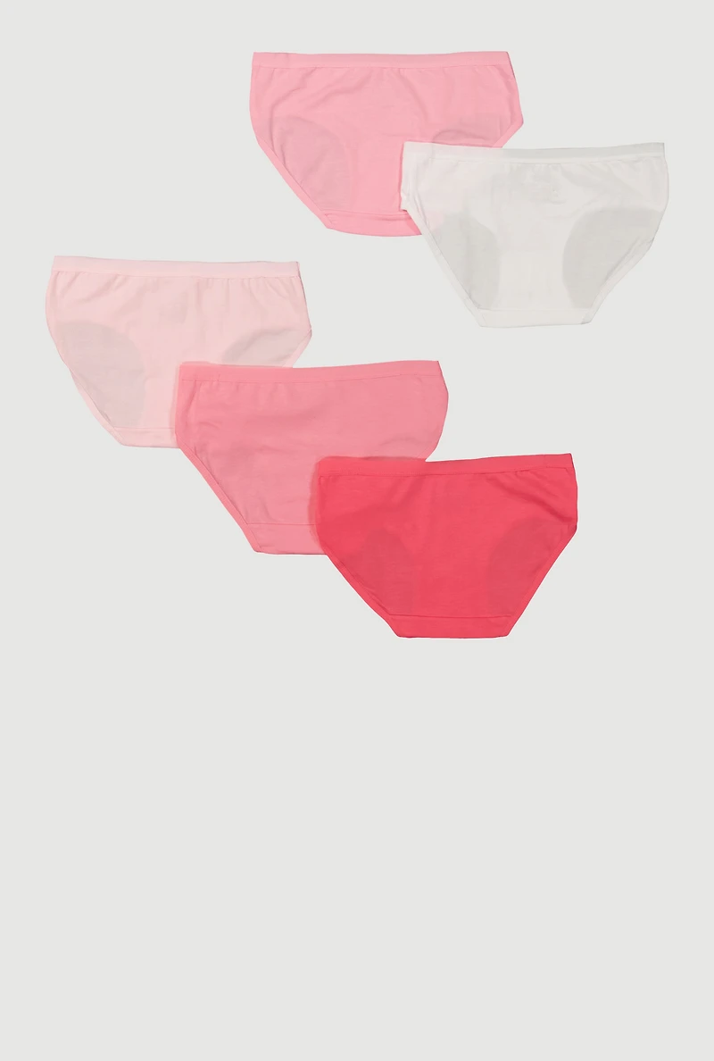 Womens Girls Bebe Print Bikini Panties 5 Pack, Pink, Size 12-14