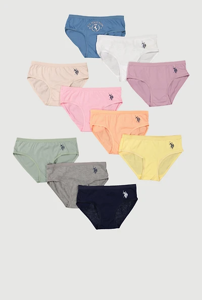 Womens Girls US Polo Assorted Bikini Panties 10 Pack, Multi, Size M