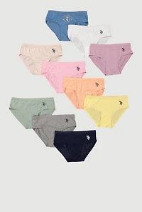 Womens Girls US Polo Assorted Bikini Panties 10 Pack, Multi, Size M