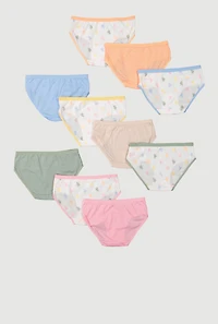 Womens Girls Beverly Hills Polo Club Printed Pattern Underwear 10 Pack, Multi, Size S