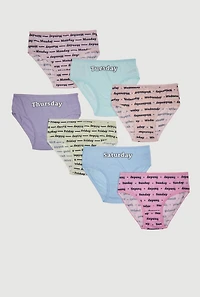 Womens Girls Graphic Days of The Week Panties 7 Pack, Multi, Size 12