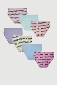 Womens Girls Graphic Days of The Week Panties 7 Pack, Multi, Size 12