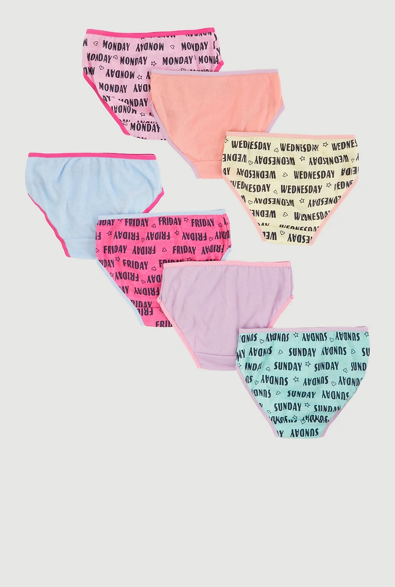 Womens Girls Days of the Week Graphic Underwear 7 Pack, Multi,
