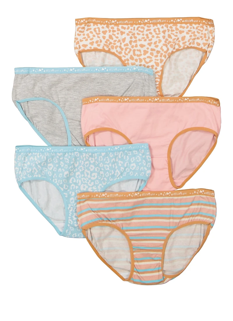 Girls Cheetah Print Assorted Panties 5 Pack