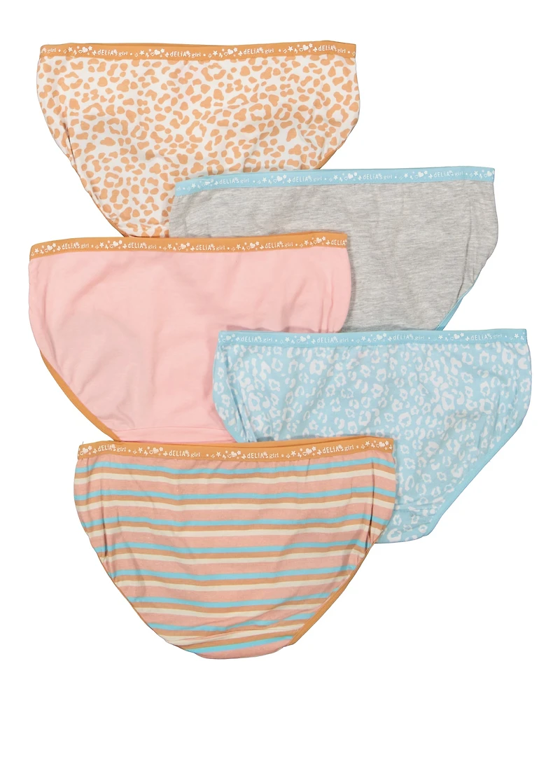 Girls Cheetah Print Assorted Panties 5 Pack