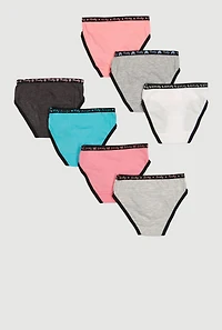 Womens Little Girls Assorted Graphic Print Days Of The Week Panties 7 Pack, Multi, Size 5-6