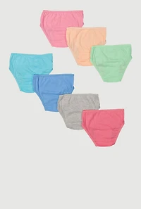 Womens Little Girls Glitter Graphic Print Panties 7 Pack, Multi, Size 6-6X