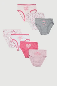 Womens Little Girls Days of the Week Bow Print Panties 7 Pack, Multi, Size 4-5