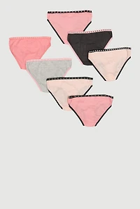 Womens Girls Days of The Week Contrast Trim Panties 7 Pack, Pink, Size 10-12