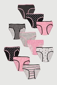 Womens Little Girls Assorted Patterned Panties 10 Pack, Multi, Size 4