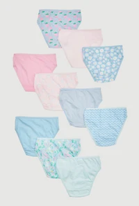 Womens Little Girls Trendy Printed Pattern Panties 10 Pack, Multi, Size 6X