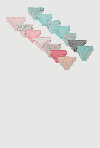 Girls Rose Patterned Underwear 14 Pack