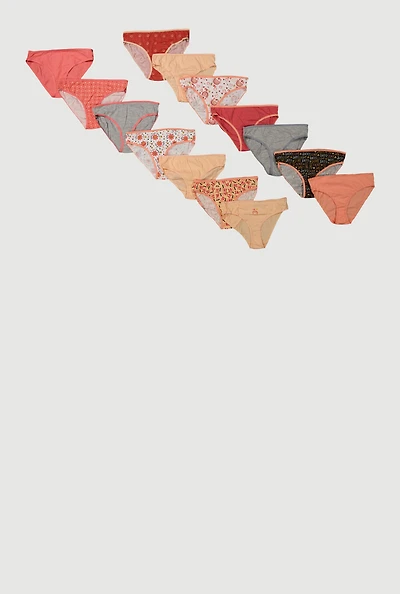 Womens Girls Love Graphic Print Underwear 14 Pack, Orange, Size 10-12