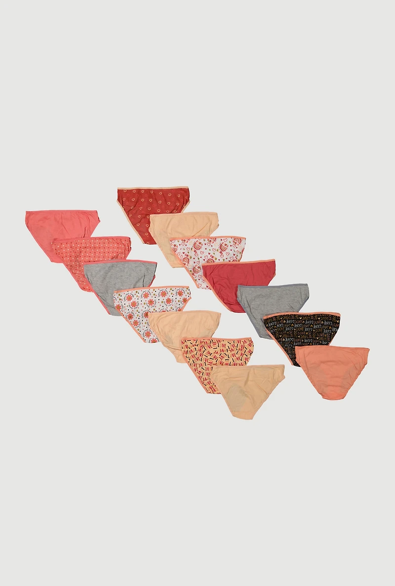 Girls Love Graphic Print Underwear 14 Pack
