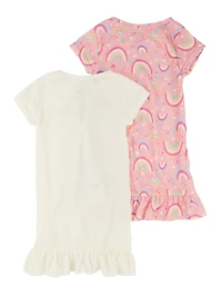 Girls Glitter Positive Vibes Nightgown 2 Pack, Multi, Size 4