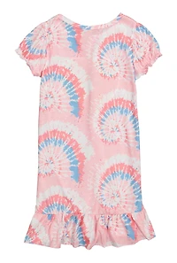 Little Girls Glitter Heart Nightgown with Sleep Mask, Pink, Size 4