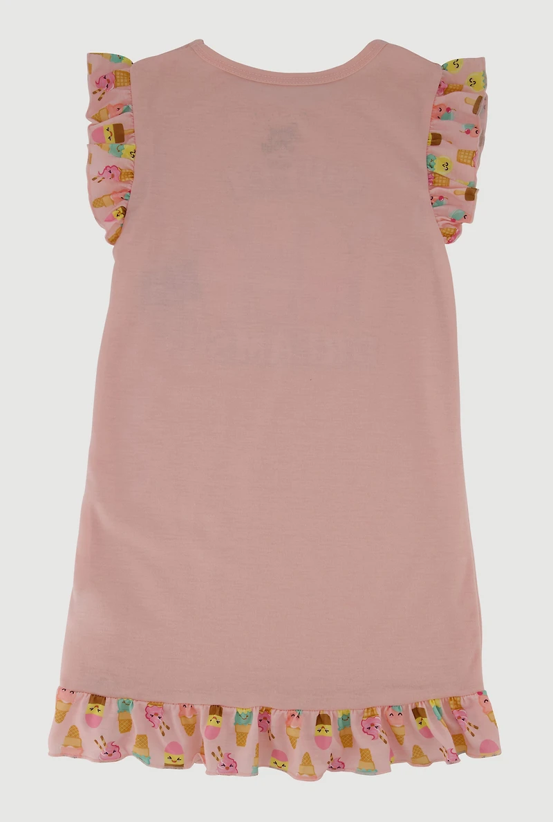 Girls Sweet Dreams Nightgown with Sleep Mask, Pink, Size 14