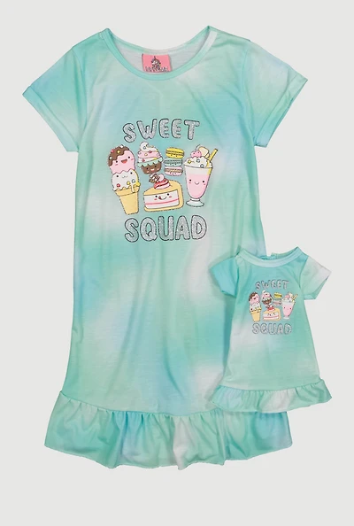 Girls Sweet Squad Graphic Nightgown, Multi, Size 6-6X