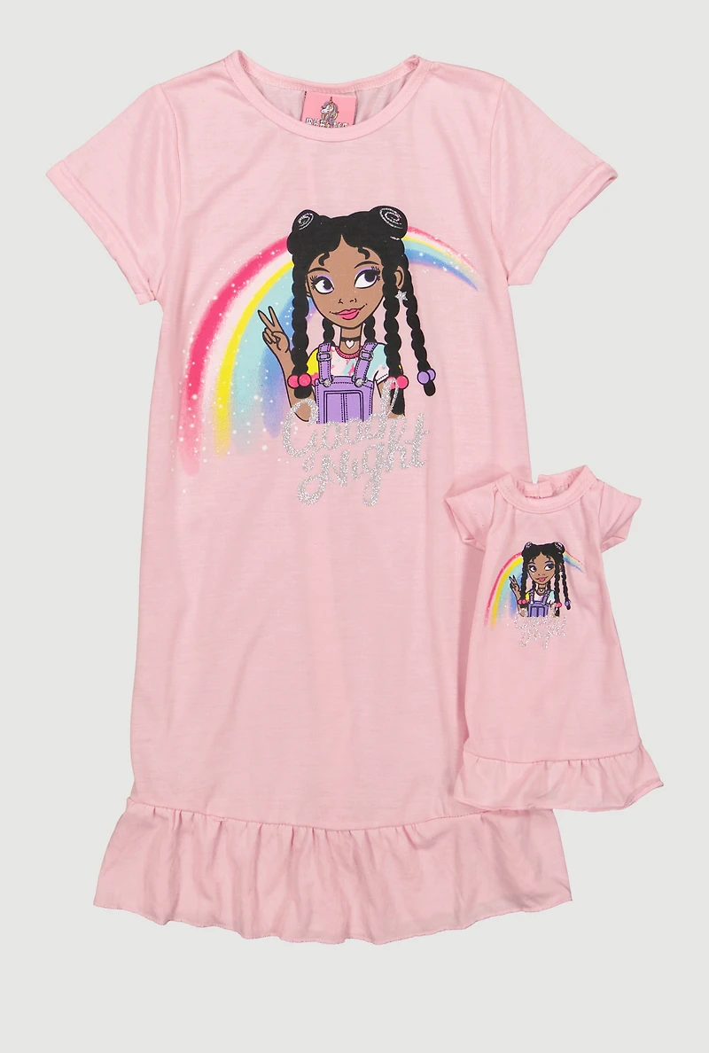 Girls Good Night Graphic Nightgown