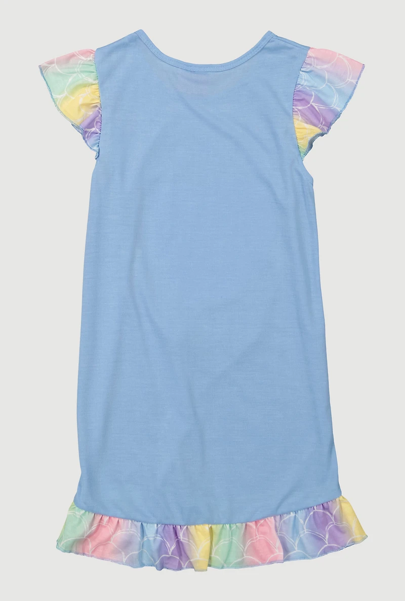 Girls Mermaid At Heart Nightgown, Blue,