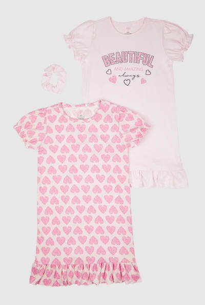 Girls Beautiful and Amazing Always Nightgowns with Scrunchie