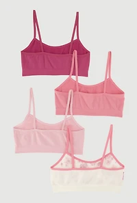Womens Girls Bebe Seamless Bralettes 4 Pack, Multi, Size S