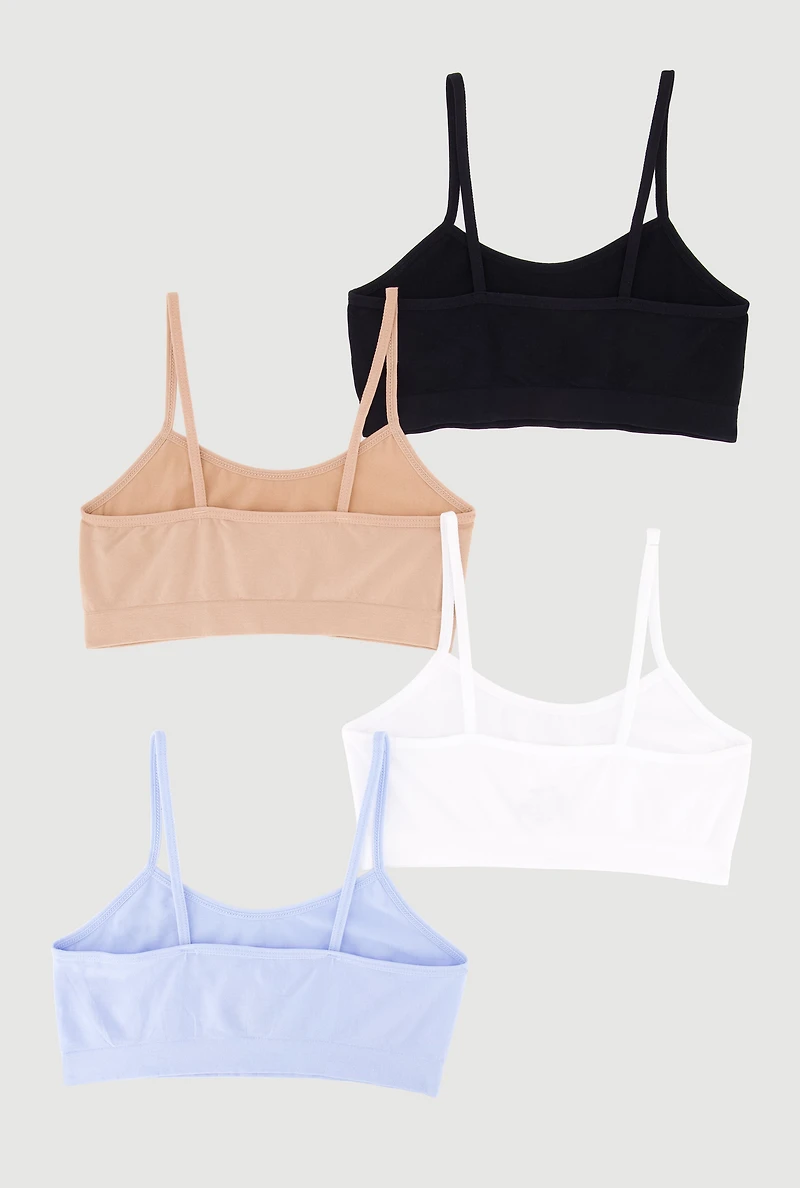 Girls Bebe Graphic Seamless Bras 4 Pack