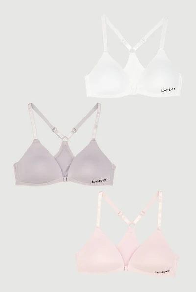 Girls Front Clasp Racerback Bras 3 Pack