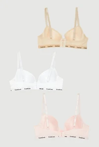 Womens Girls Basic Adjustable Strap Underwire Bras 3 Pack, Multi,