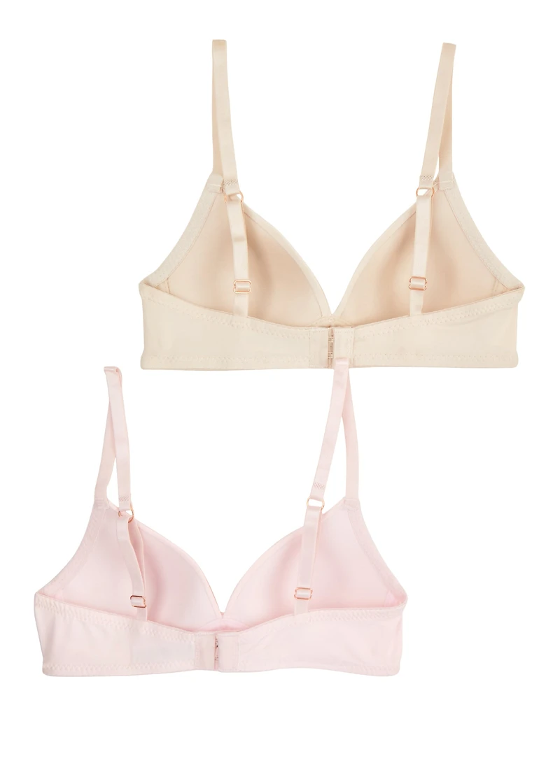 Girls Bebe Solid Wireless Plunge Bras 2 Pack