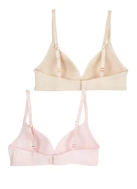 Girls Bebe Solid Wireless Plunge Bras 2 Pack