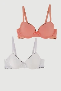 Womens Girls Bebe Graphic Trim Bras 2 Pack, Multi,