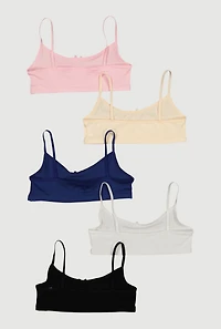 Womens Girls Basic Cami Bras 5 Pack, Multi, Size M