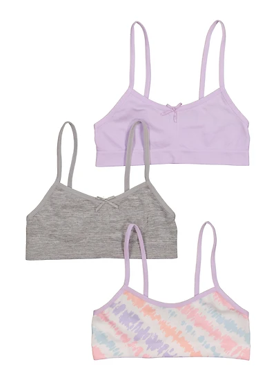 Womens Girls Seamless Cami Bras 3 Pack, Multi, Size M