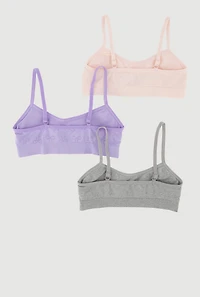 Womens Girls Seamless Bow Print Bralettes 3 Pack, Multi, Size L